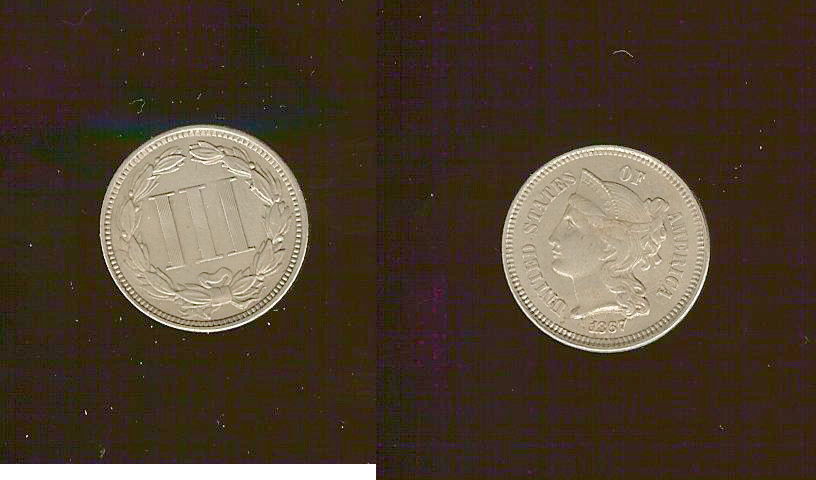 USA 3 cents 1867 EF